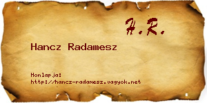Hancz Radamesz névjegykártya
